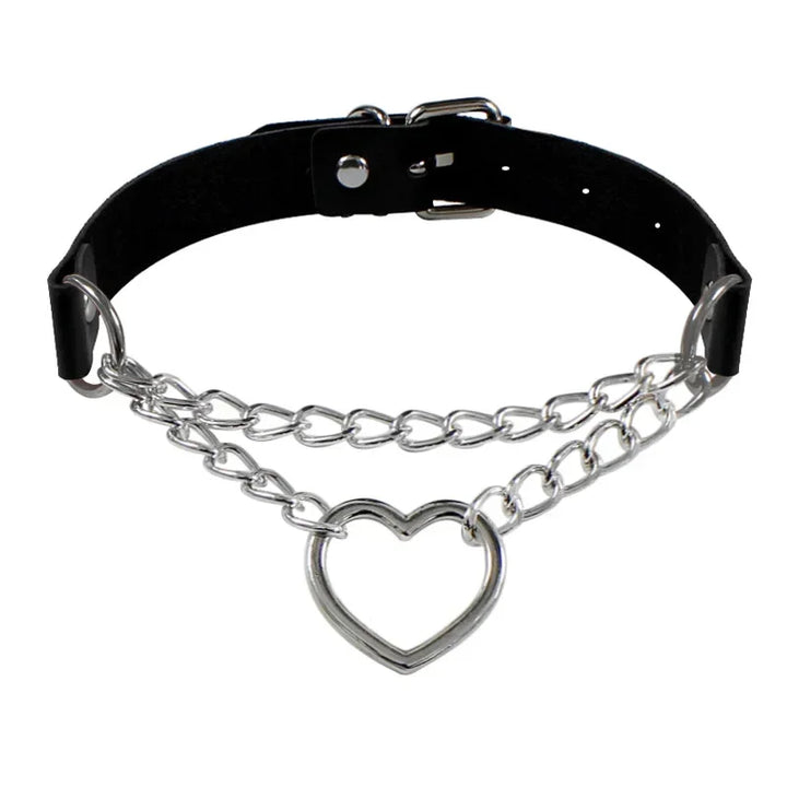 Gothic Heart-Lock Choker Necklace – Statement Accessory
