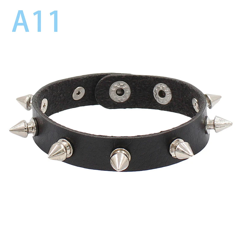 Punk Spike PU Leather Bracelet