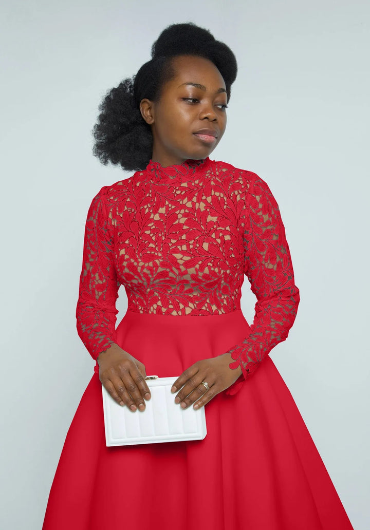 Women's Lace Midi Dress – Elegant Occasion Style