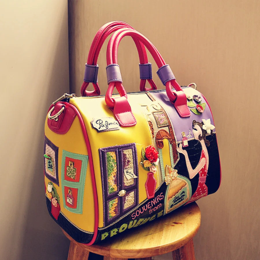Women's Boston Style Crossbody Handbag with Zipper