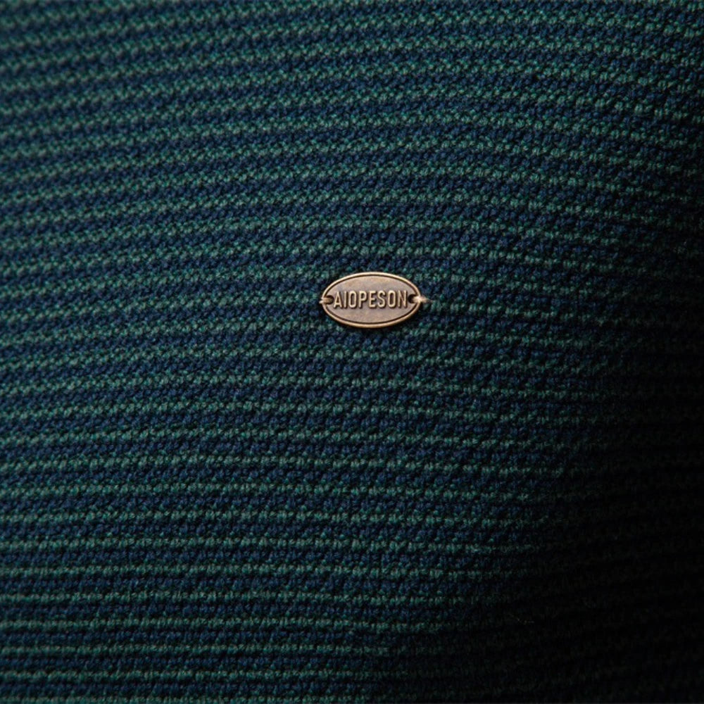 Men's Striped Mock-Neck Knit Sweater