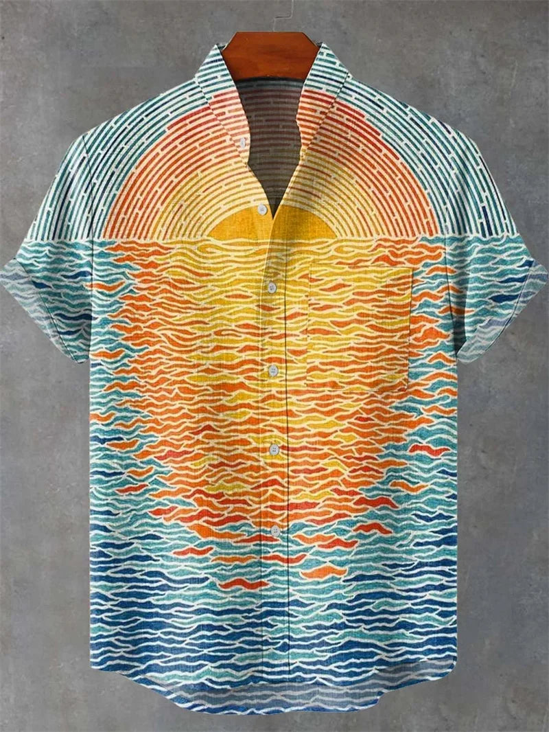 Men's Linen-Blend Short-Sleeve Shirt – Relaxed Fit