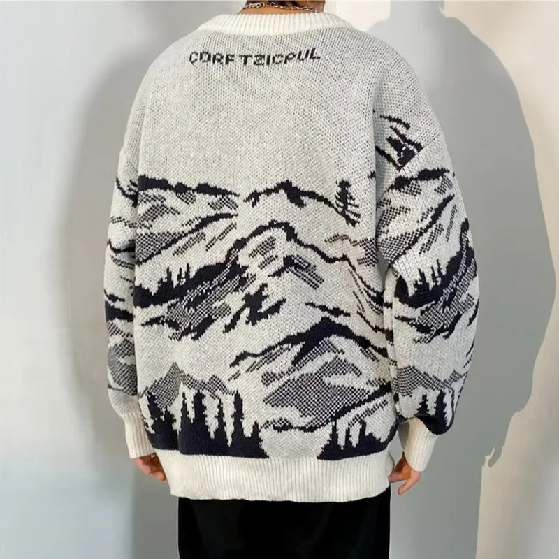 Men's Two-Tone Knit Crewneck Sweater