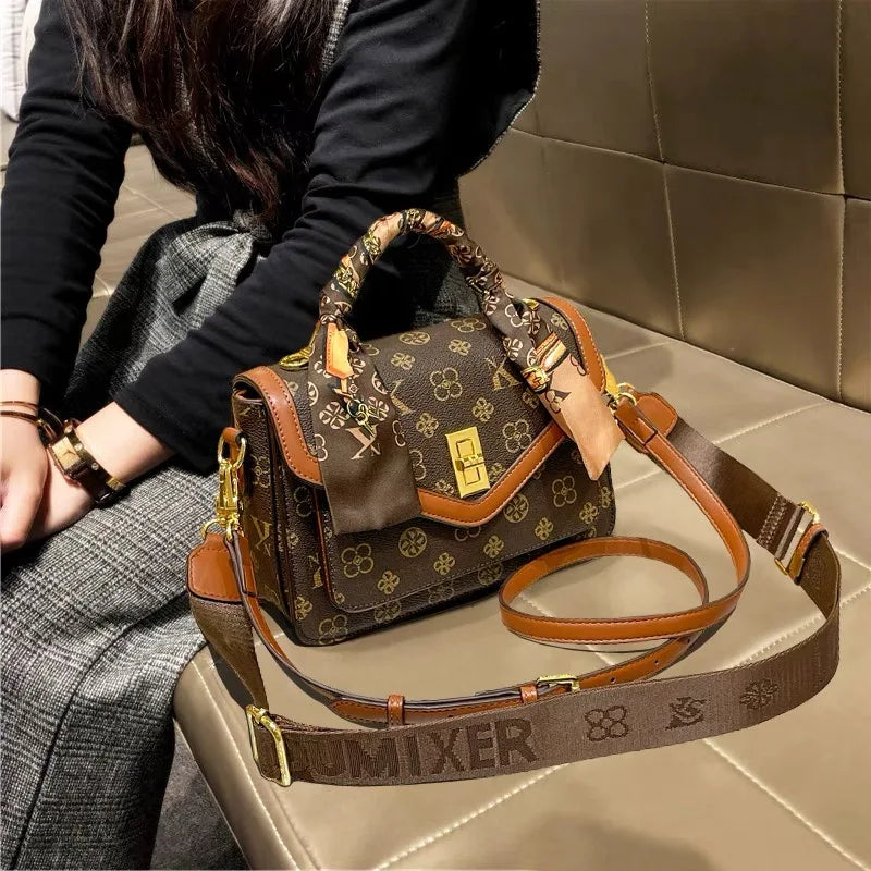 Color Blocked High-End Handbag and Crossbody Shoulder Bag
