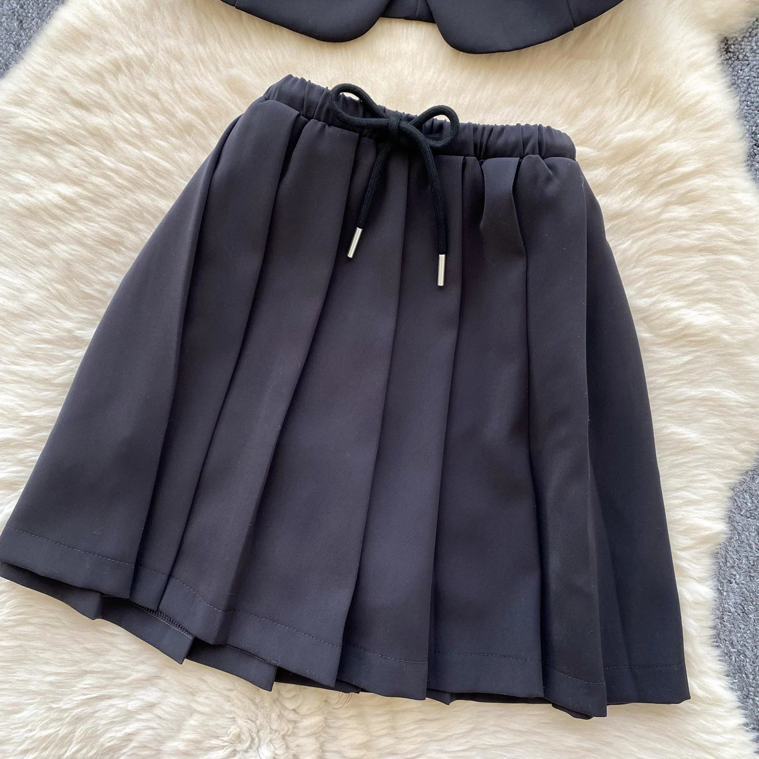 SINGREINY Women's Two-Piece Single Breasted Blouse and Pleated Mini Skirt Set