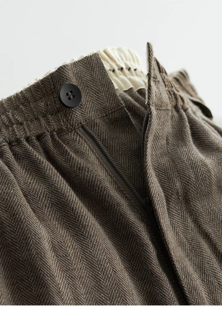 Women's Plus Size Loose Ramie Linen Elastic Waist Casual Pants
