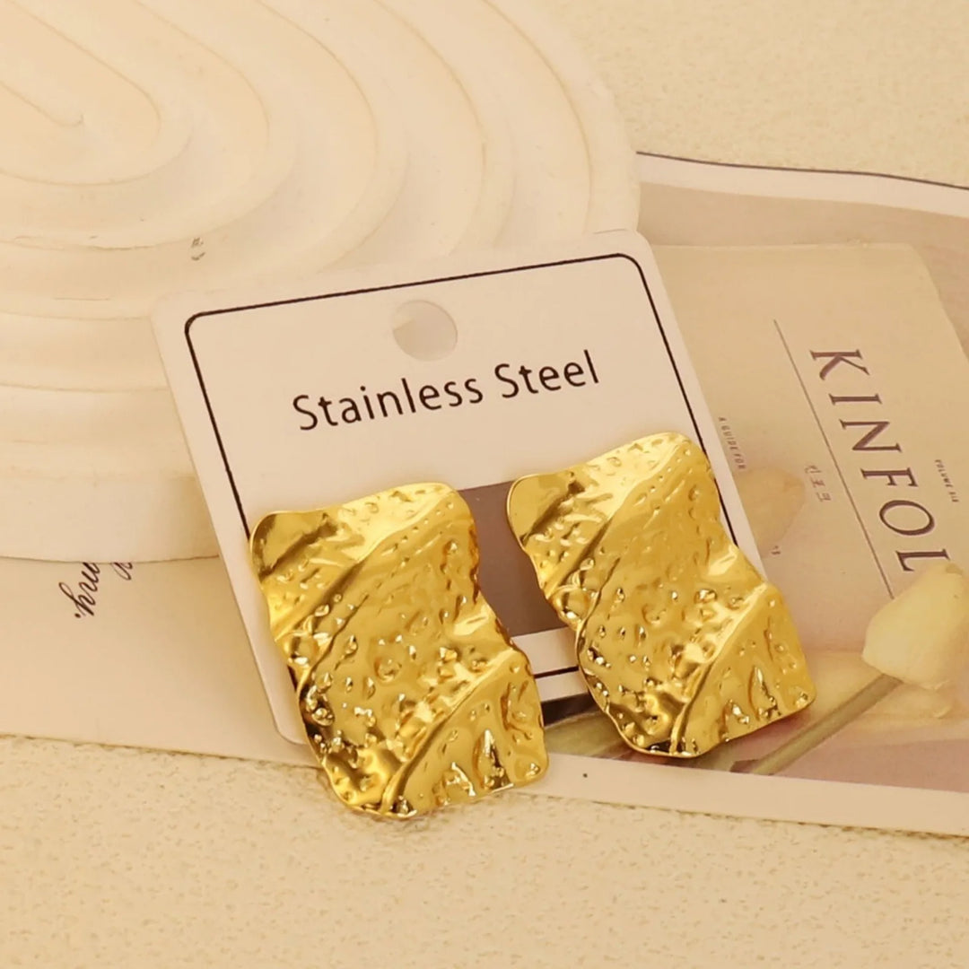 Gold-Plated Geometric Stud Earrings
