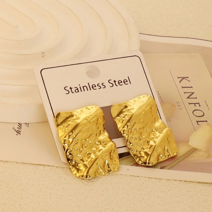Gold-Plated Geometric Stud Earrings