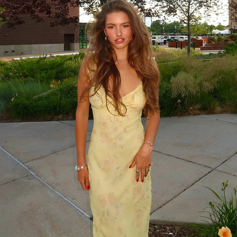 Women's Backless Ruffle Maxi Dress – Vacation Style