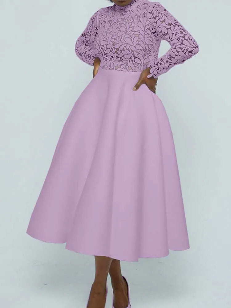 Women's Lace Midi Dress – Elegant Occasion Style