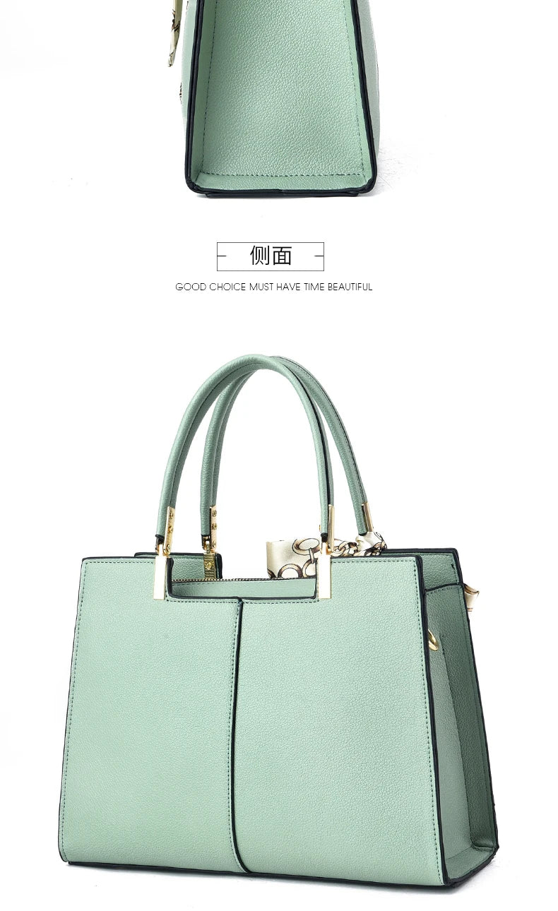 Women's Small Square Shoulder Bag with Silk Scarf Pendant