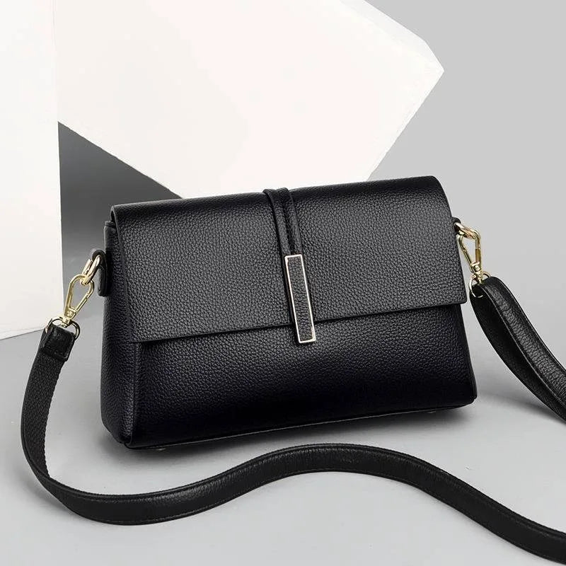 Women's Soft Real Leather Horizontal Crossbody Bag