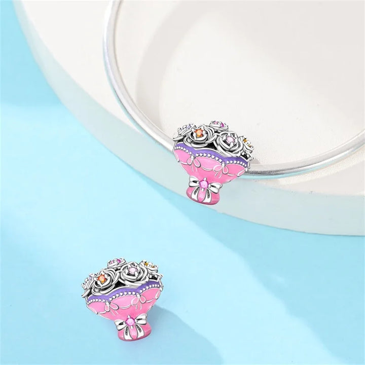 925 Sterling Silver Floral Bouquet Charm