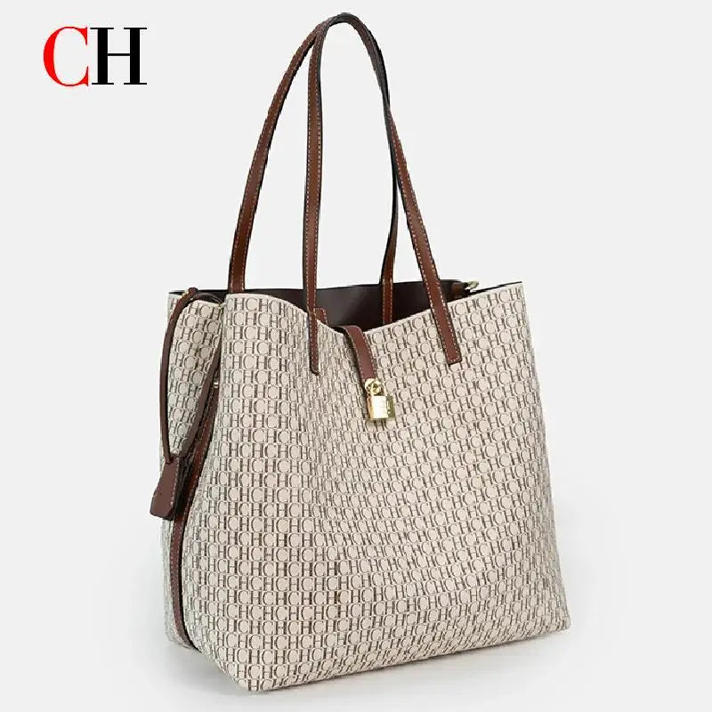 CH Women's Large Capacity Letter Print Shoulder Bag