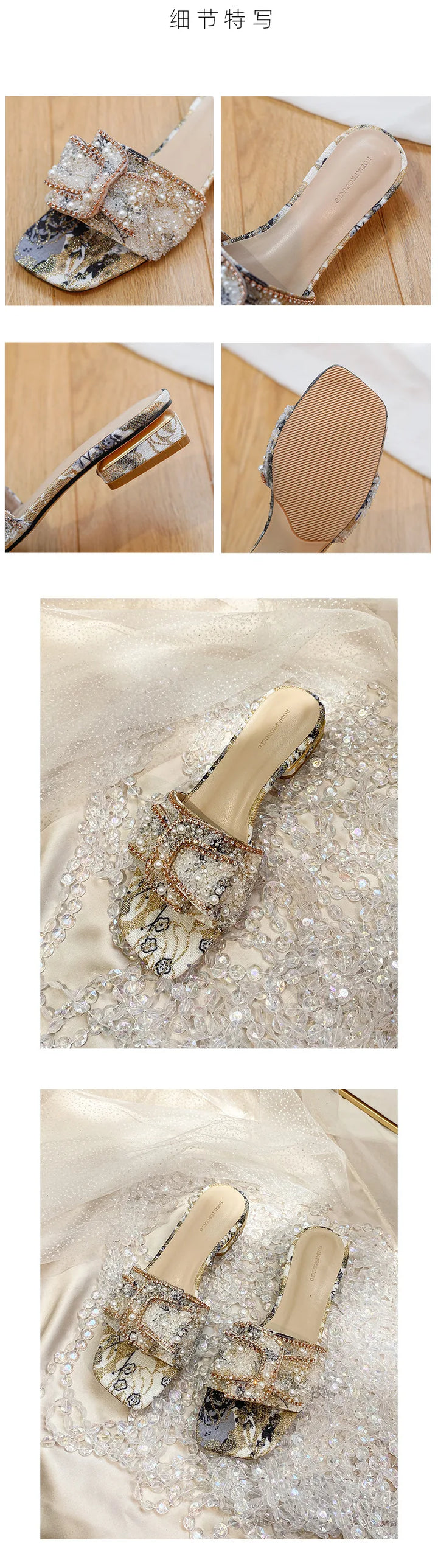Women's Rhinestone Flat Sandals – Summer Slip-On