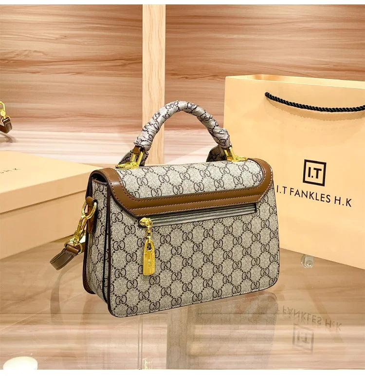 Color Blocked High-End Handbag and Crossbody Shoulder Bag