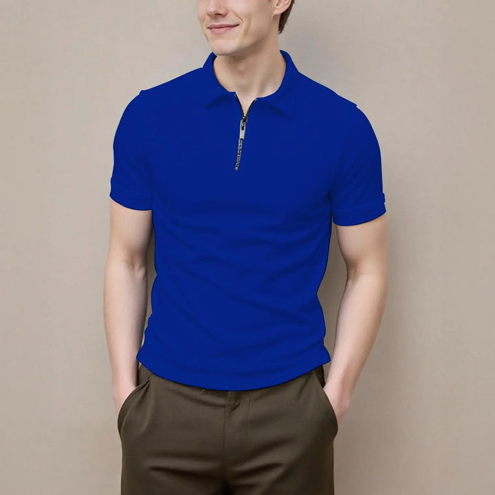 Men's Zip-Front Short-Sleeve Polo Shirt