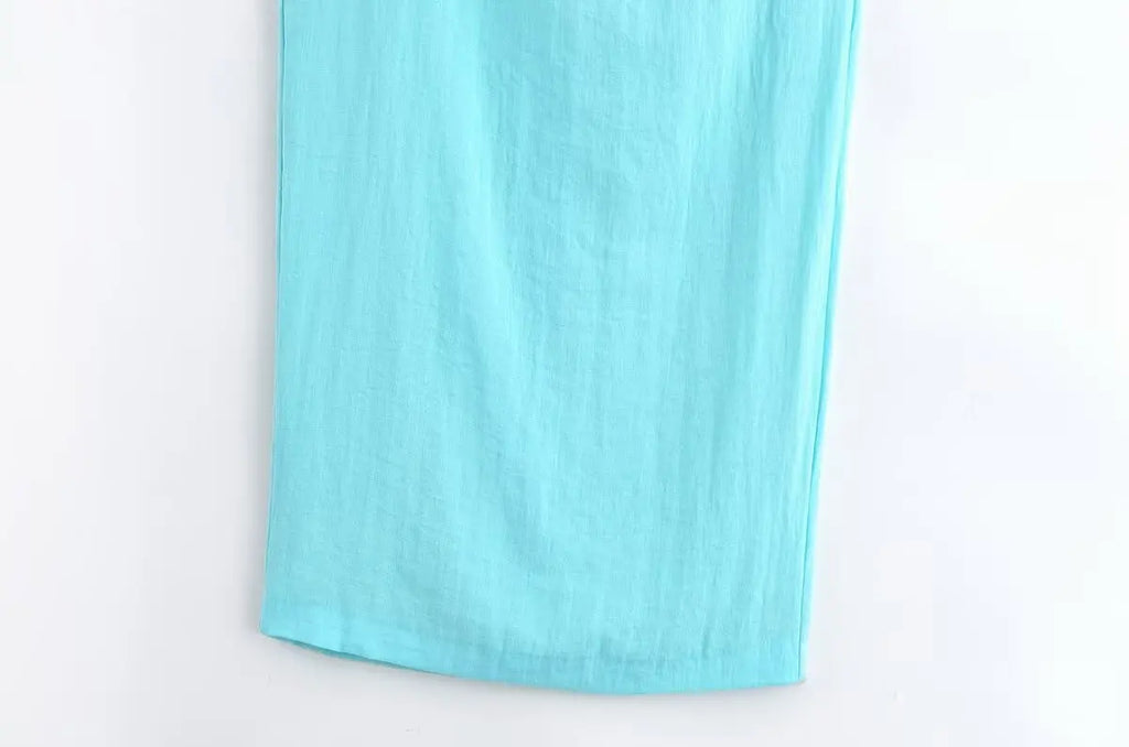 KONDALA Light Blue One-Shoulder Pleated Asymmetric Dress
