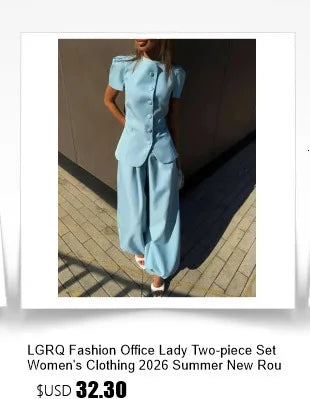 LGRQ Women's 3-Piece Set: Strapless Vest, Long Cardigan and Wide-Leg Pants