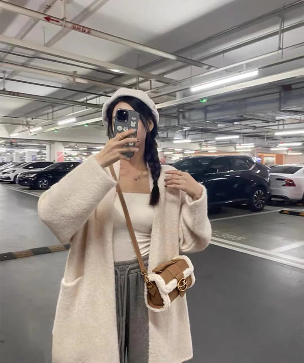 Designer Plush Small Square Crossbody Handbag
