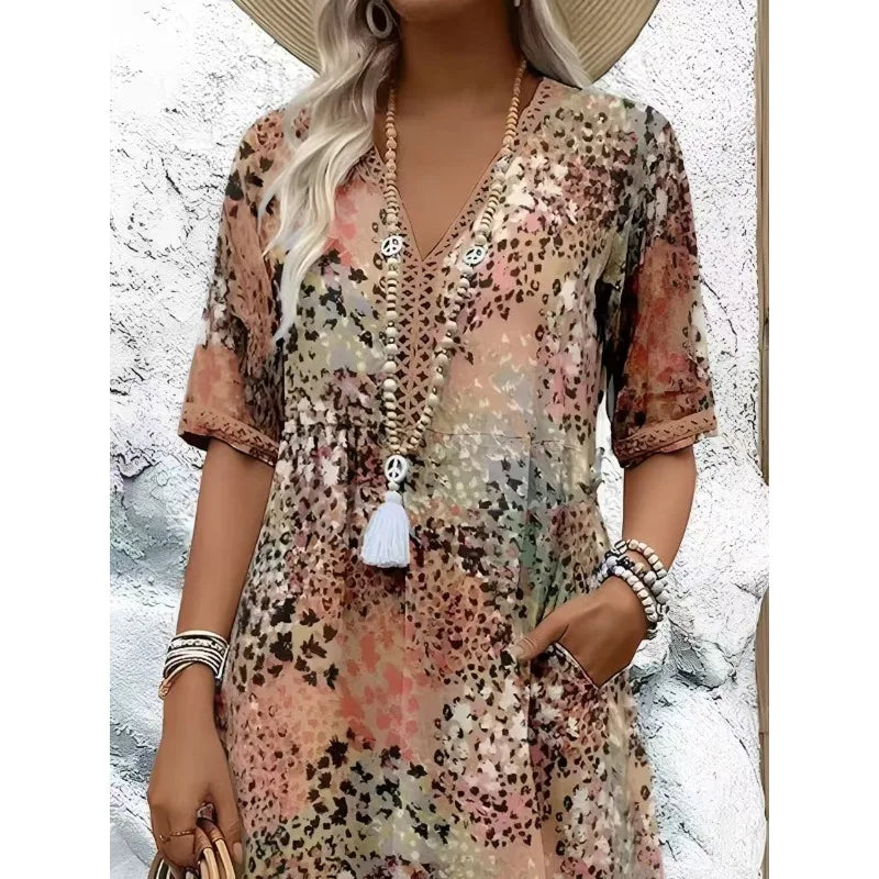Women's Casual Printed A-Line Midi Dress