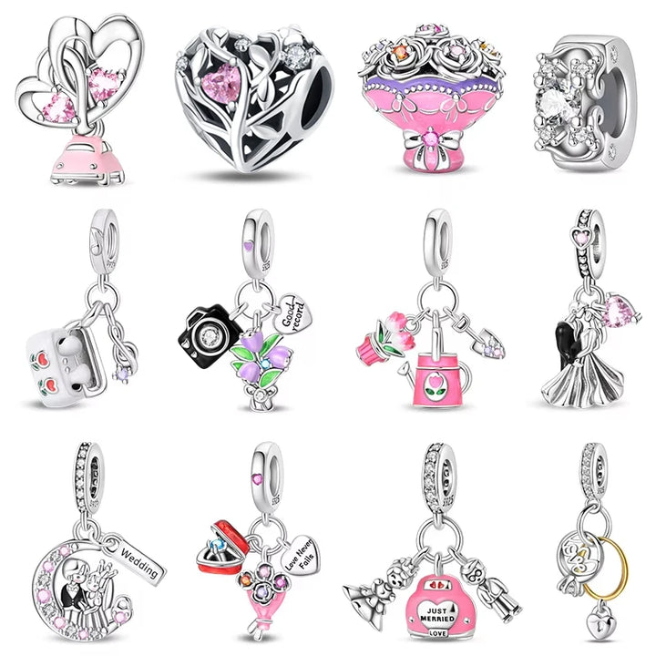 925 Sterling Silver Floral Bouquet Charm