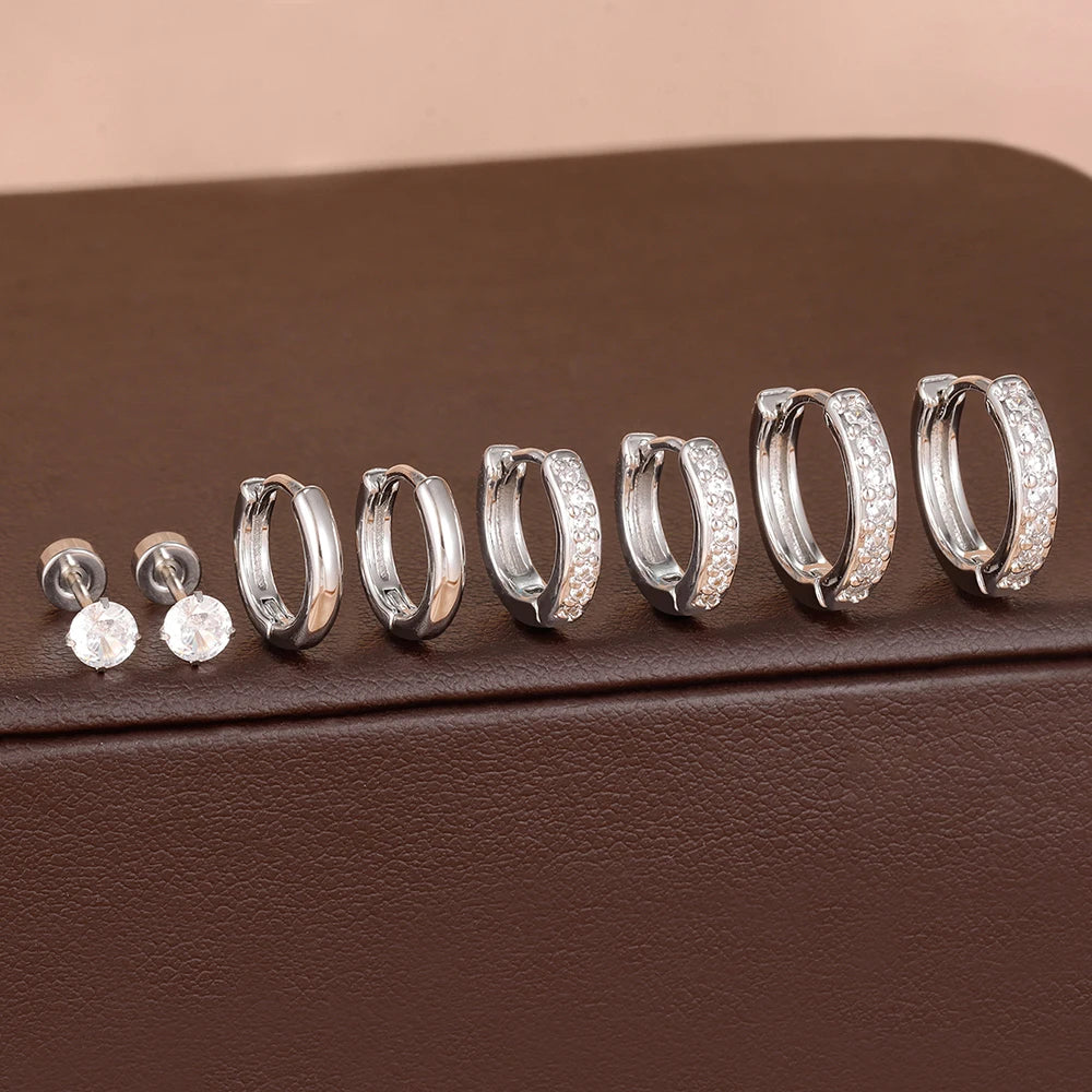 14K Gold-Plated Geometric Hoop Earrings Set
