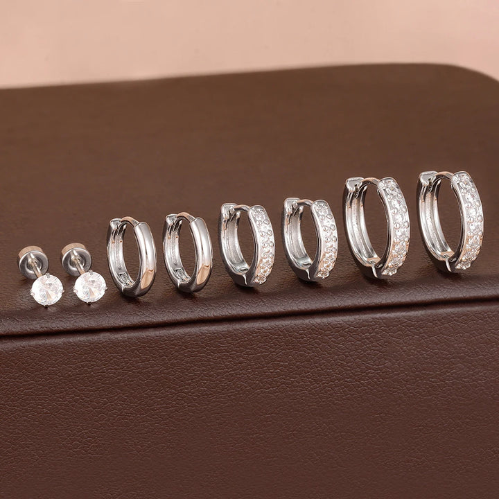 14K Gold-Plated Geometric Hoop Earrings Set
