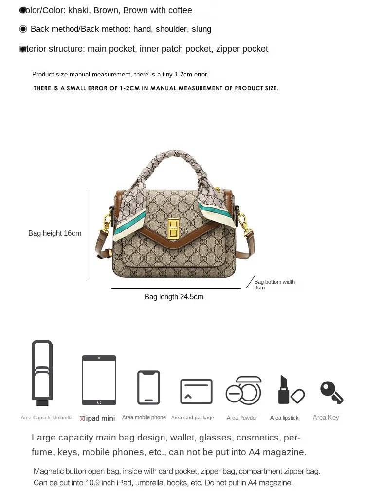 Color Blocked High-End Handbag and Crossbody Shoulder Bag