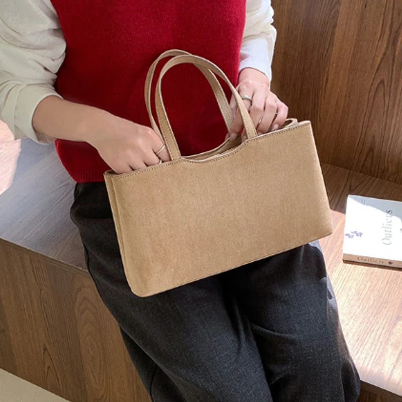 Retro Suede Shoulder Tote Bag for Women