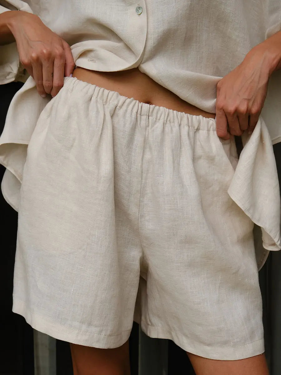 Bornladies 100% Cotton Lantern Sleeve Shirt and Shorts 2-Piece Set