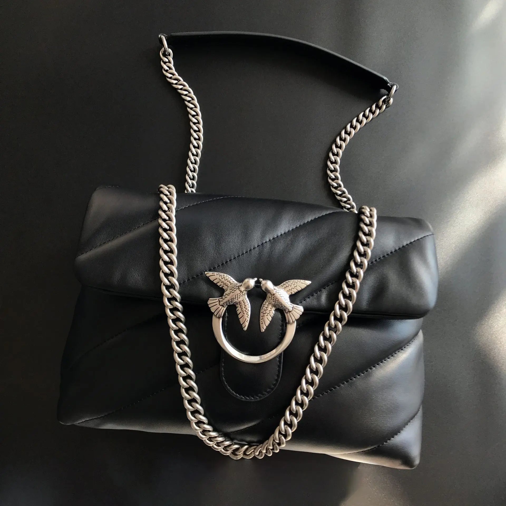 Genuine Leather Swallow Chain Crossbody Bag