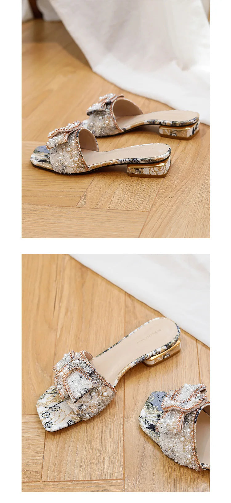 Women's Rhinestone Flat Sandals – Summer Slip-On