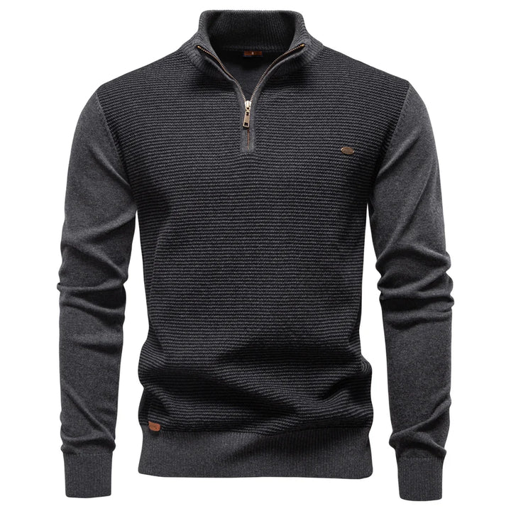 Men's Striped Mock-Neck Knit Sweater