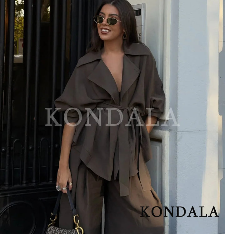 Women's Blazer & Pleated Pants Suit Set
