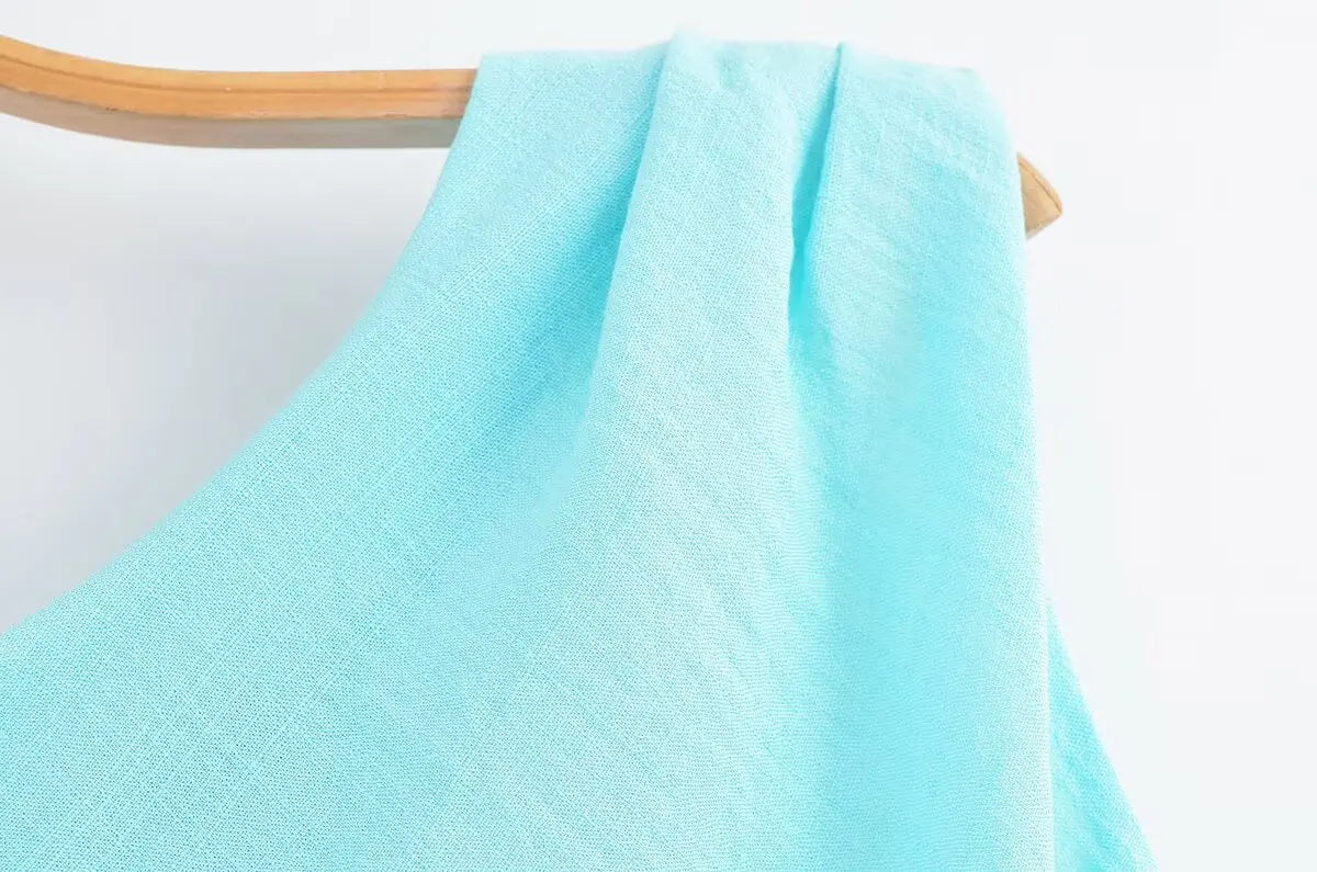 KONDALA Light Blue One-Shoulder Pleated Asymmetric Dress