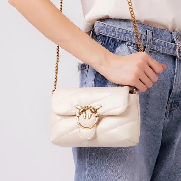 Genuine Leather Swallow Chain Crossbody Bag