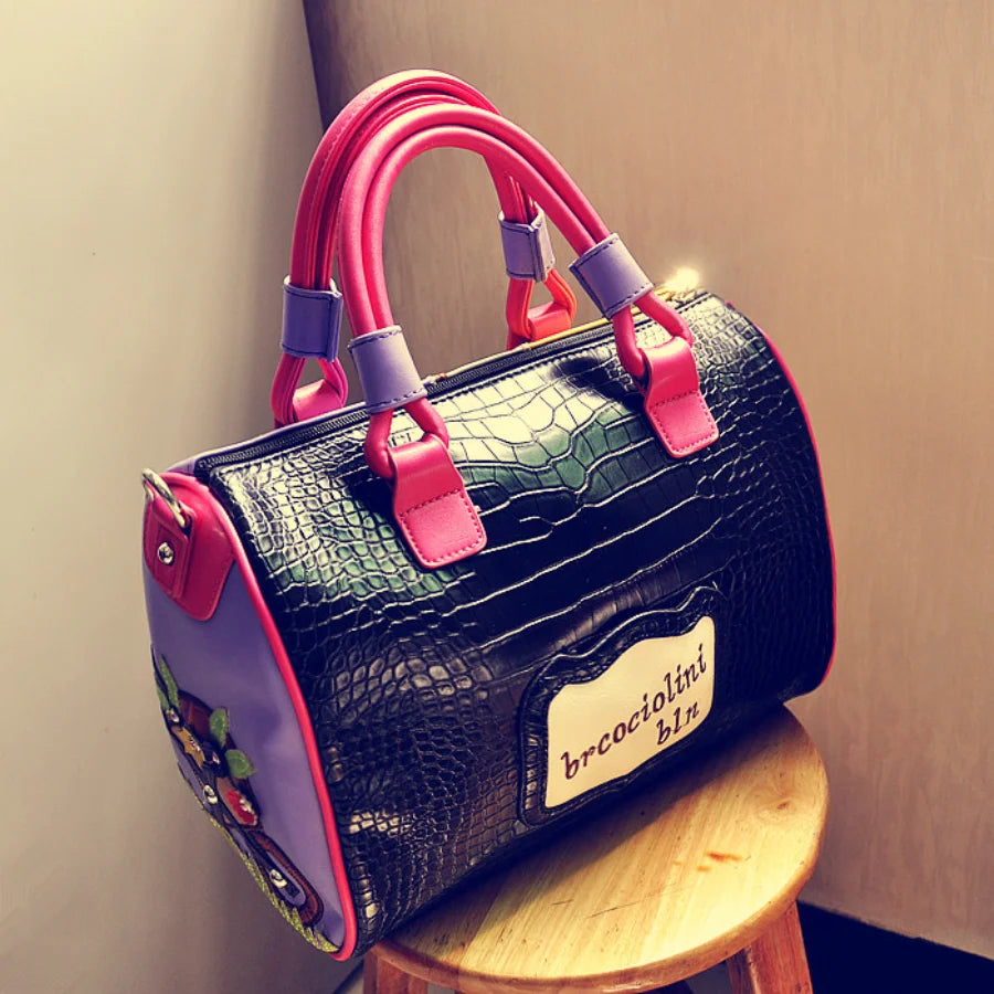 Women's Boston Style Crossbody Handbag with Zipper
