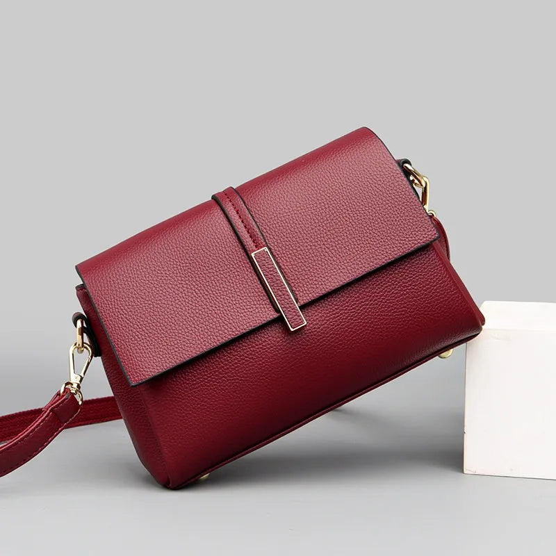 Women's Soft Real Leather Horizontal Crossbody Bag