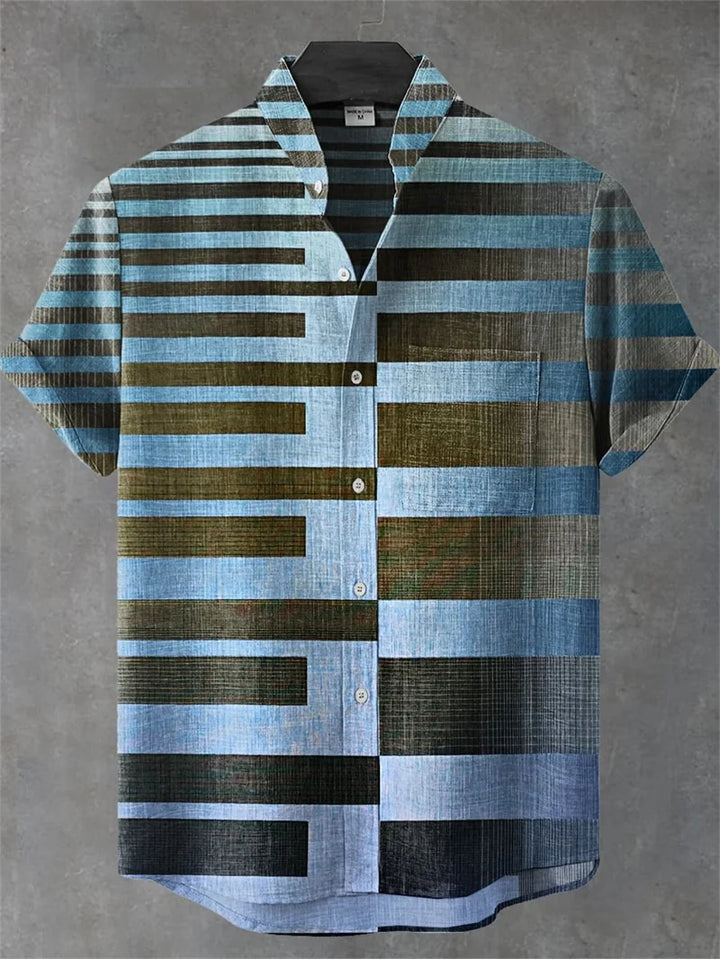 Men's Linen-Blend Short-Sleeve Casual Shirt