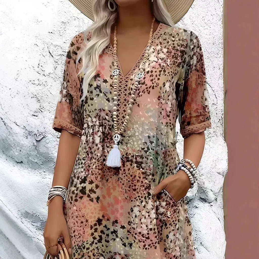 Women's Casual Printed A-Line Midi Dress