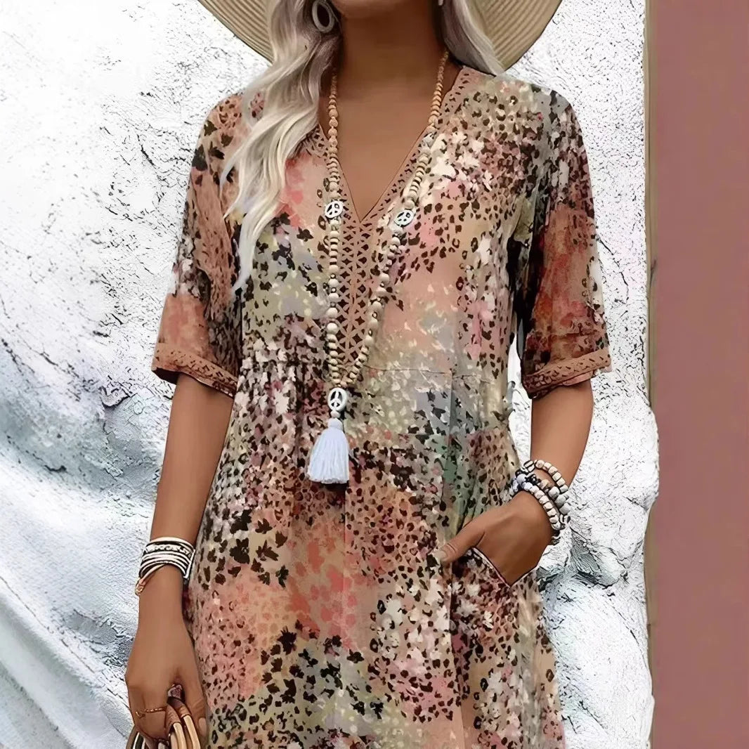 Women's Casual Printed A-Line Midi Dress