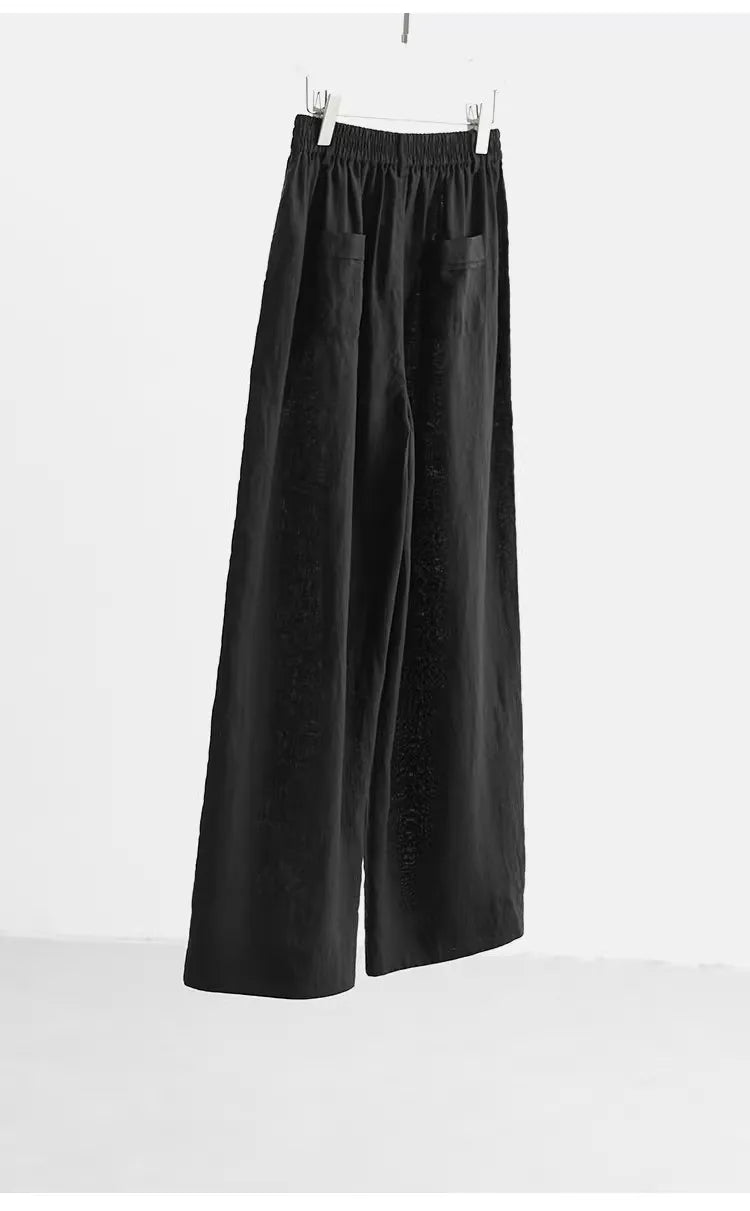 Women's Plus Size Loose Ramie Linen Elastic Waist Casual Pants