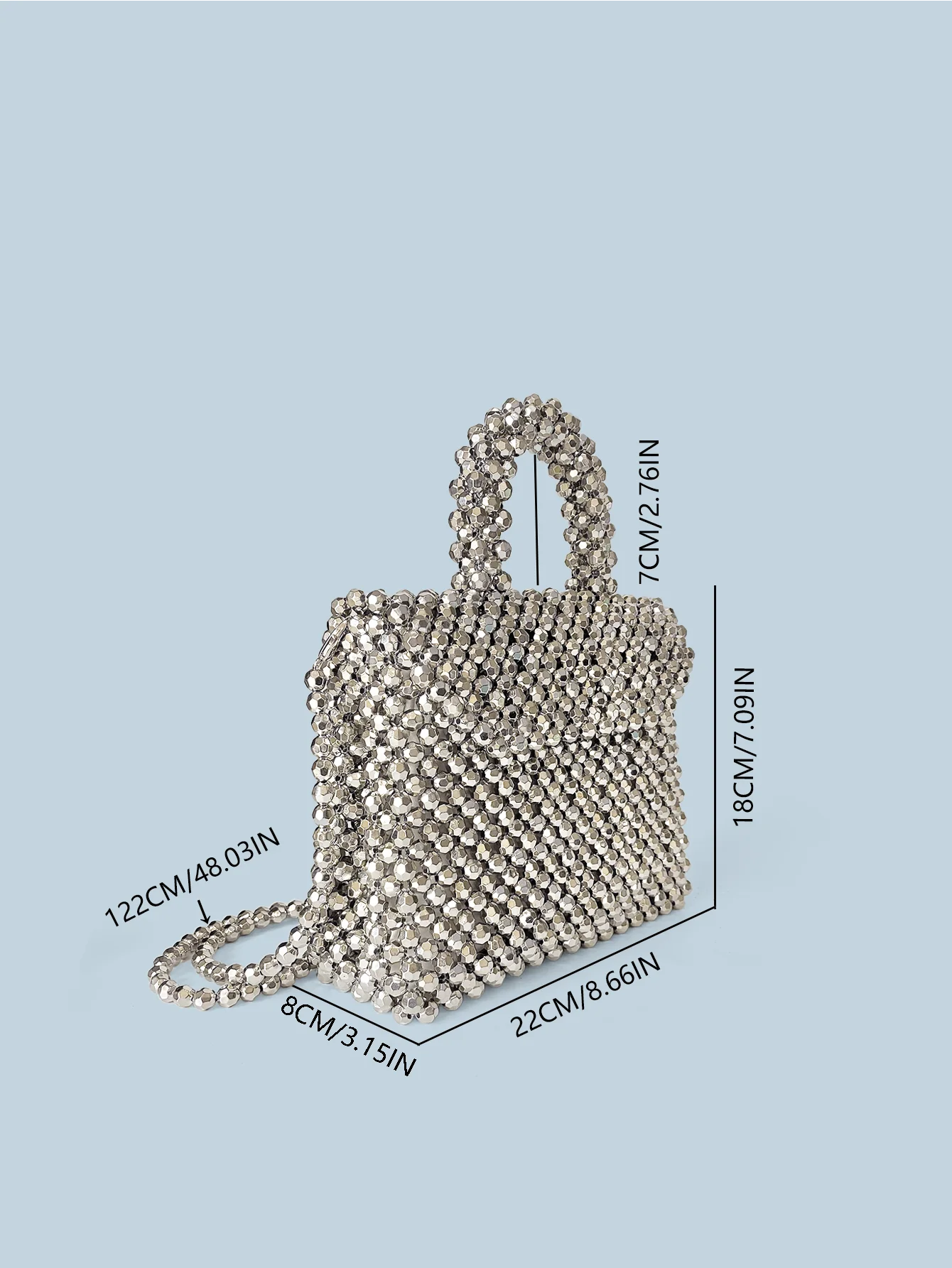Handmade Silver Woven Bead Dinner Bag