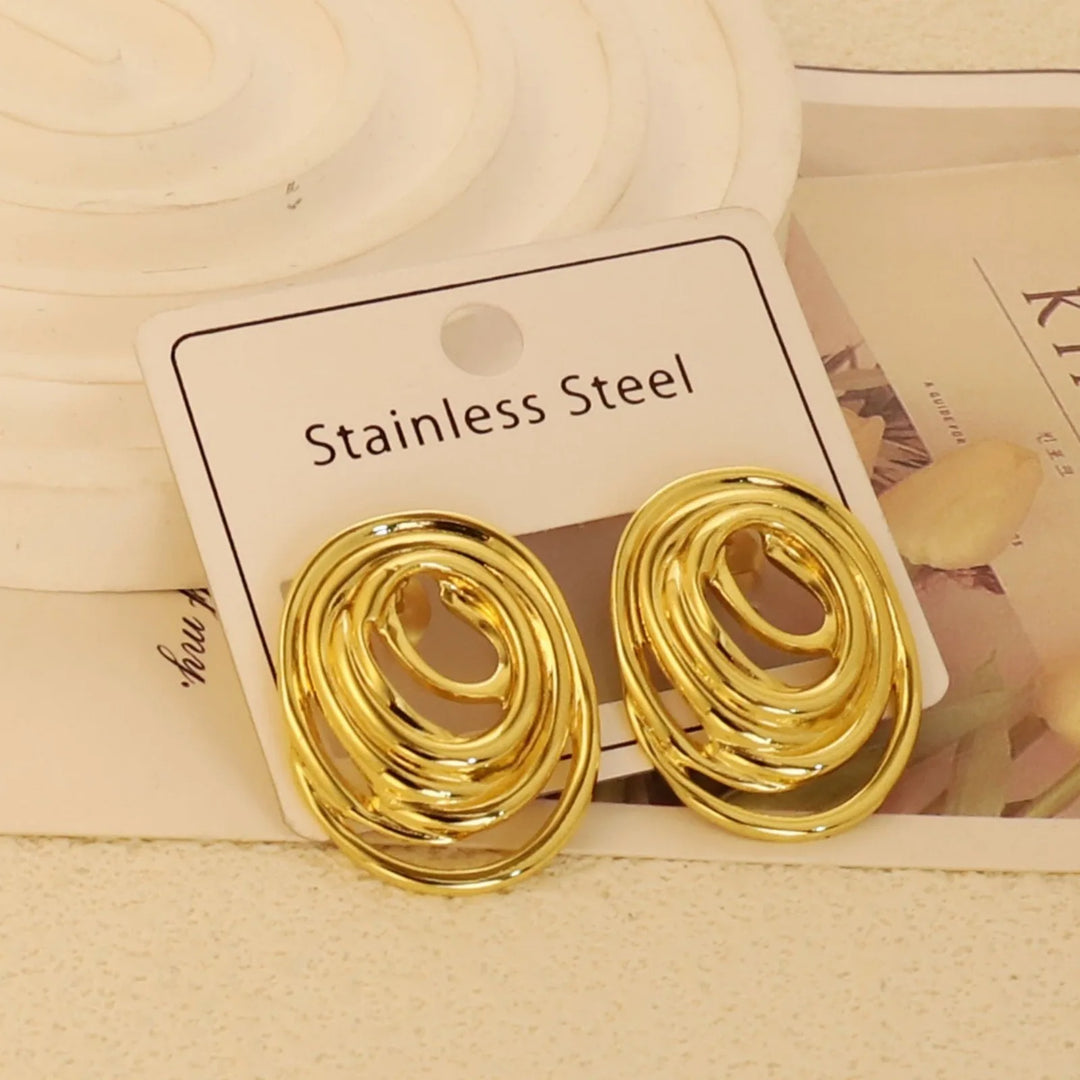 Gold-Plated Geometric Stud Earrings