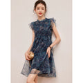 LOUIS YAO Women's Sparkling Mushroom Edge Dress with Flying Sleeves