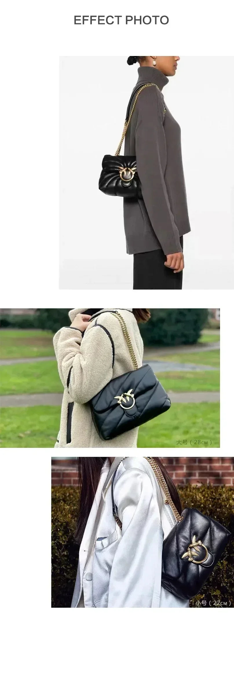 Genuine Leather Swallow Chain Crossbody Bag