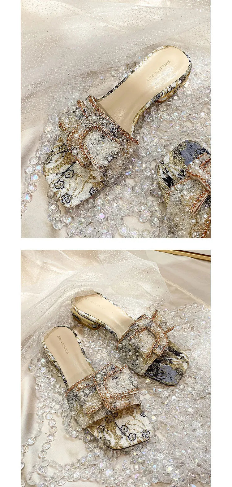 Women's Rhinestone Flat Sandals – Summer Slip-On