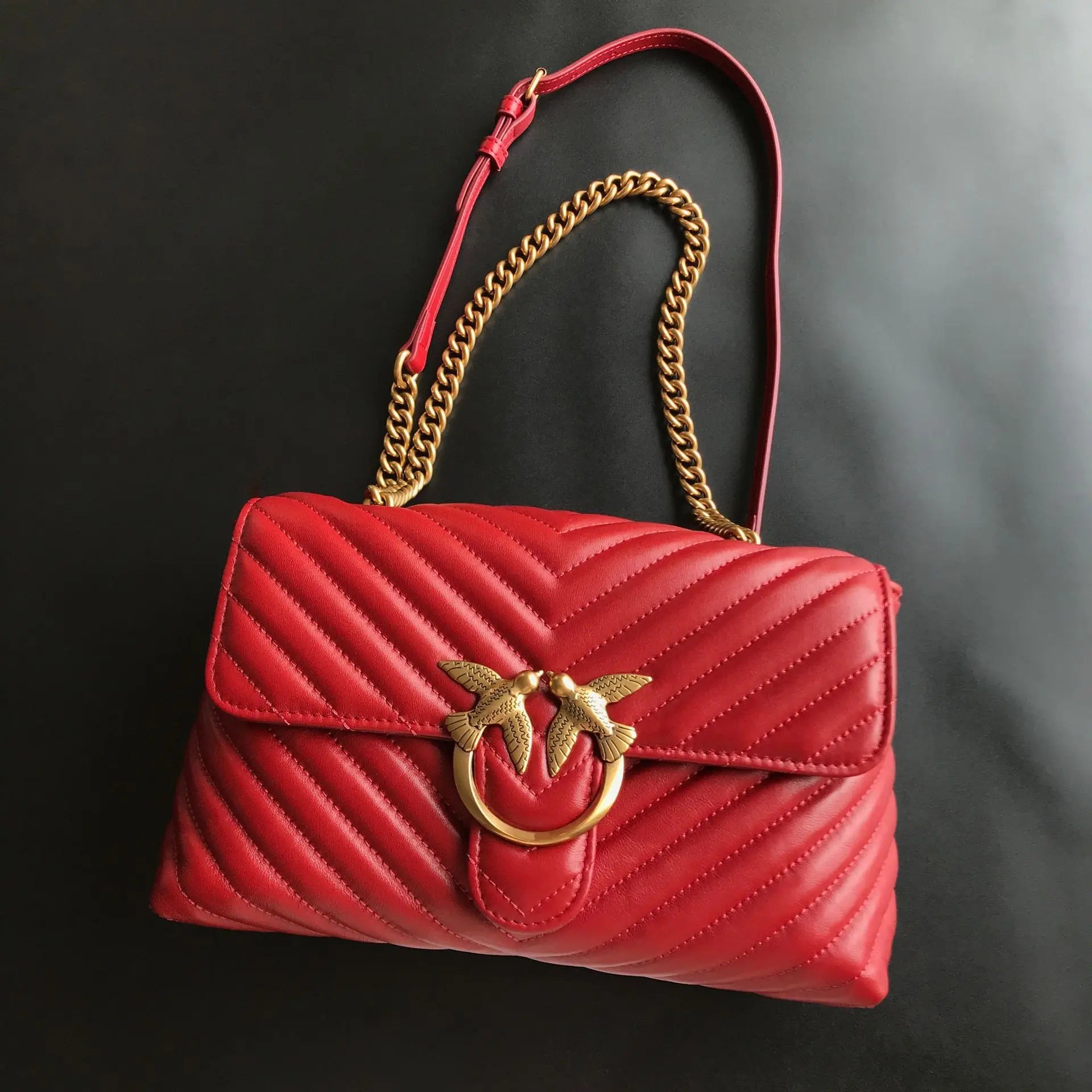 Genuine Leather Swallow Chain Crossbody Bag