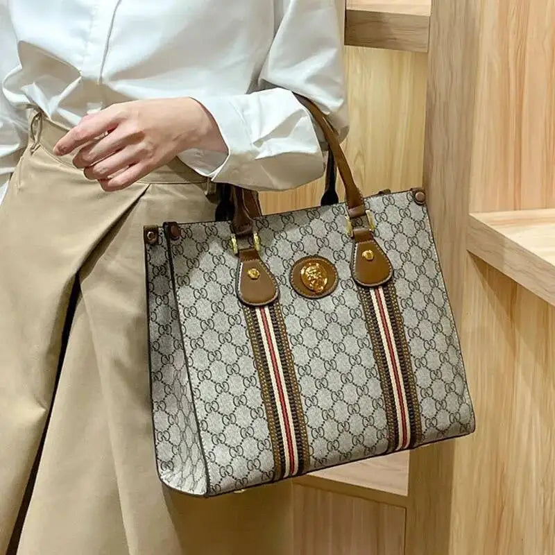 Women's Printed Microfiber Leather Large Tote and Crossbody Bag